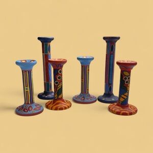 Colorful Hand-Painted Candle Holders